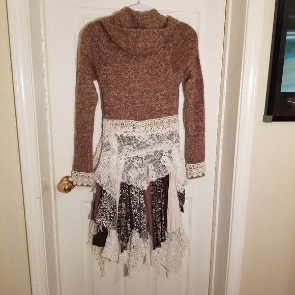 Sweater, handmade, altered, reconstructed, upcycyled jacket, sweater, coat XS - Picture 2 of 9